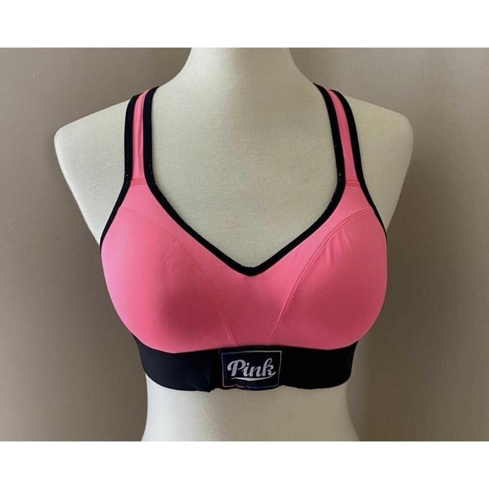 Victoria's Secret Sport Sports Bra Women's Small Pink Black Comfy Racer Back